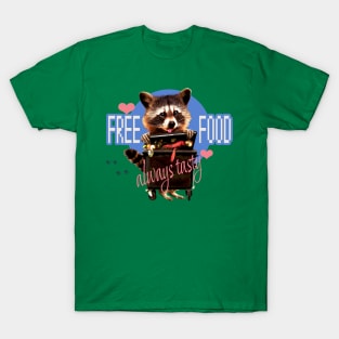 Free food always tasty. Racoon print T-Shirt